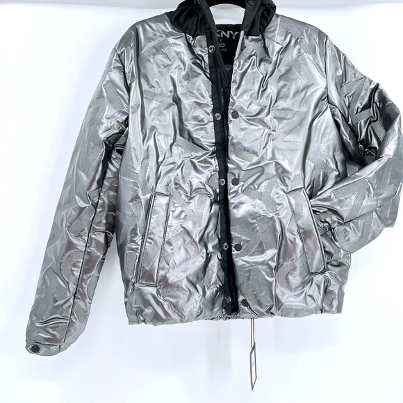 DKNY Men's Water Resistant Bomber Hooded Jacket Print Size S NWT - Picture 3 of 12